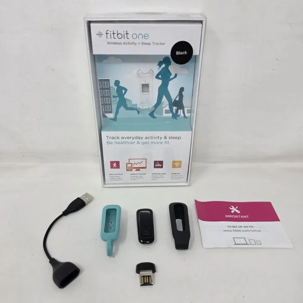 Fitbit One Activity Sleep Tracker With Charger 2 Belt Clips USB Dongle For Parts